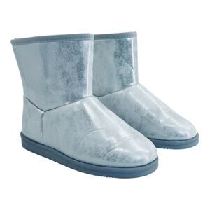 FabKids Girls Silver Glitter Faux Fur Winter Boots – Size 4